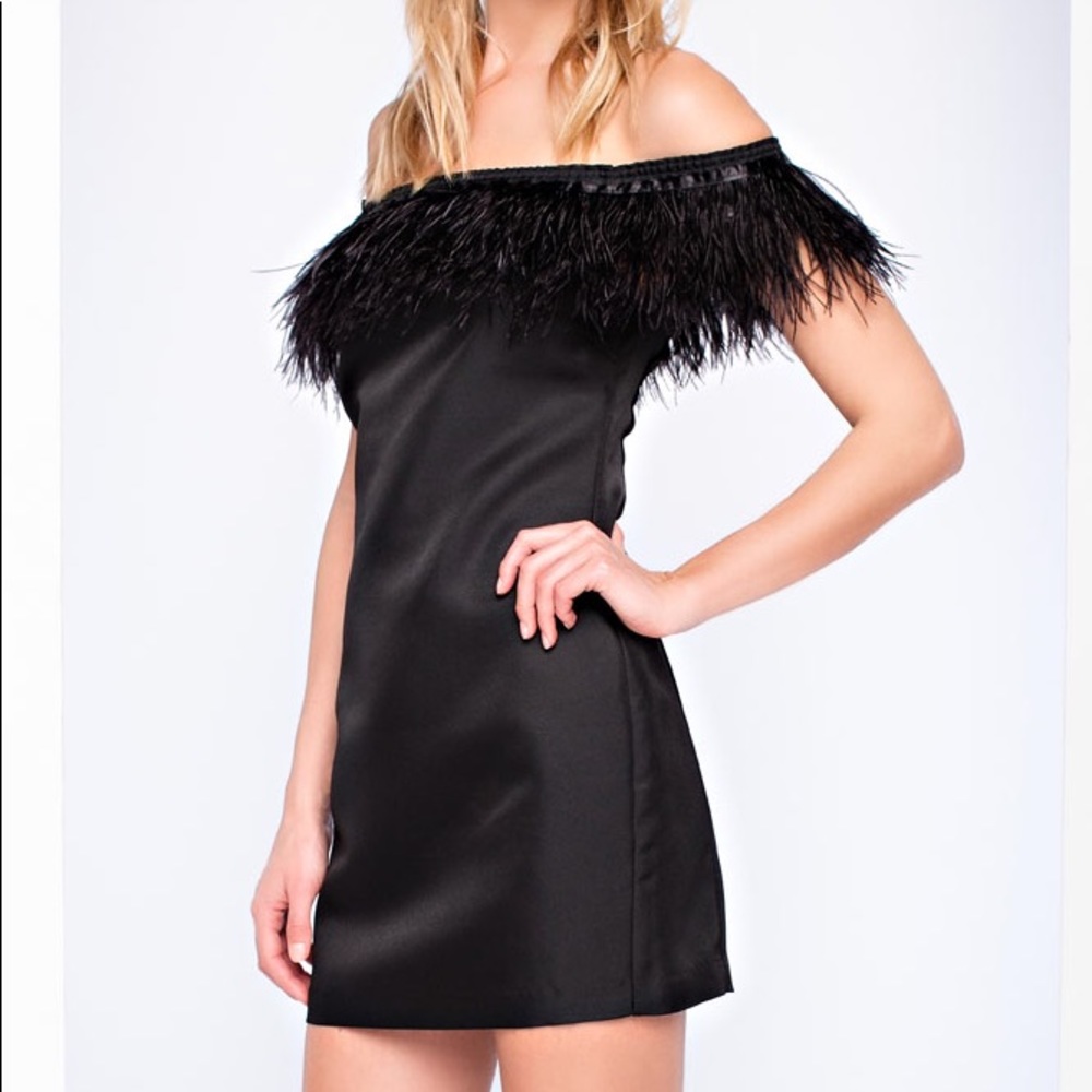 Black Feather Mini Dress